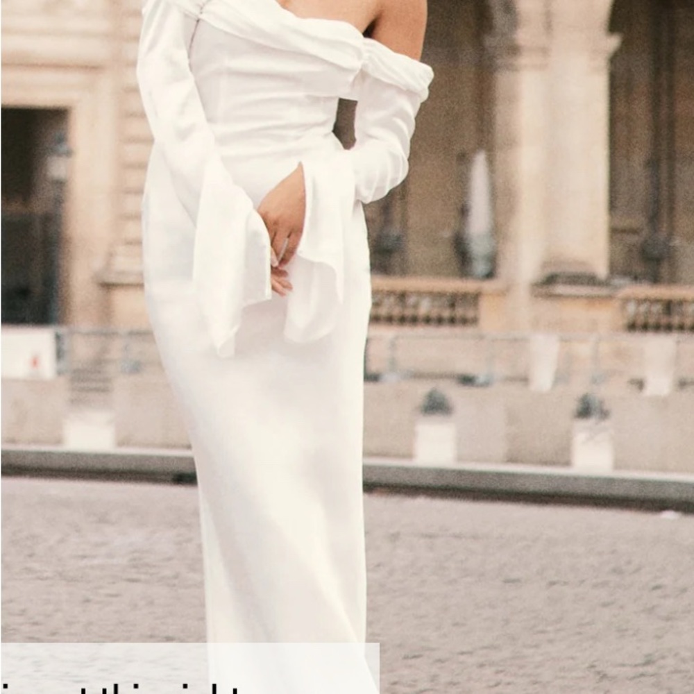 Meshki Off-Shoulder Long Sleeve White Dress - GISELLE - Picture 6 of 7
